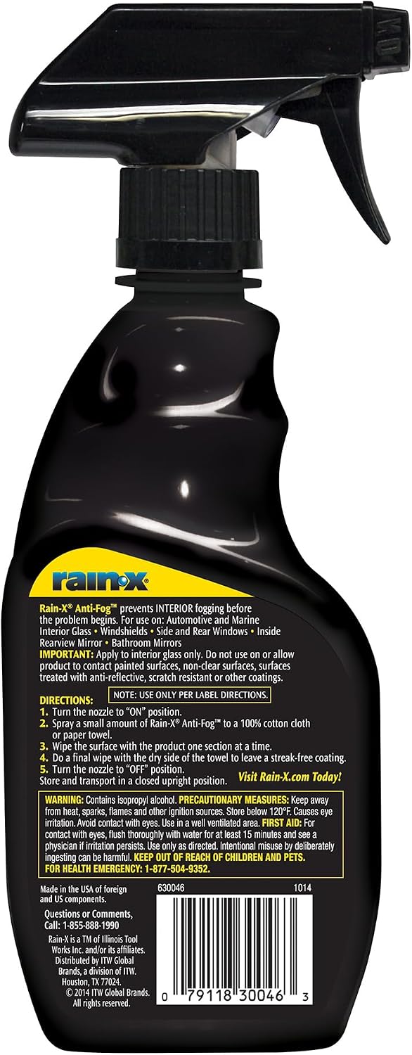 Rain-X 630543 Anti-Fog Spray, Interior Auto & Home Glass, 12 oz (2 Pack)